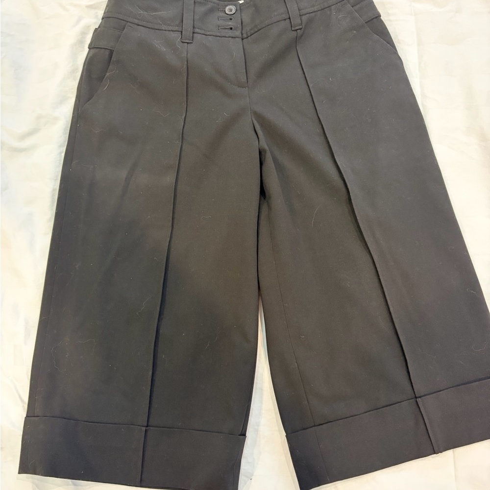 LOFT Black Cropped Wide-Leg Pants